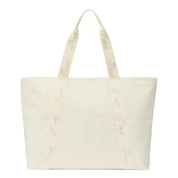 Blanket and Tote Set Victoria's Secret Pink White Christmas Snowflake Purse Bag - Picture 5 of 5